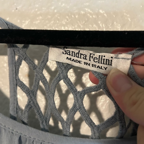 Sandra Fellini Made In Italy Light Blue Sleeveless Top Asymmetrical Lagenlook - Picture 13 of 13